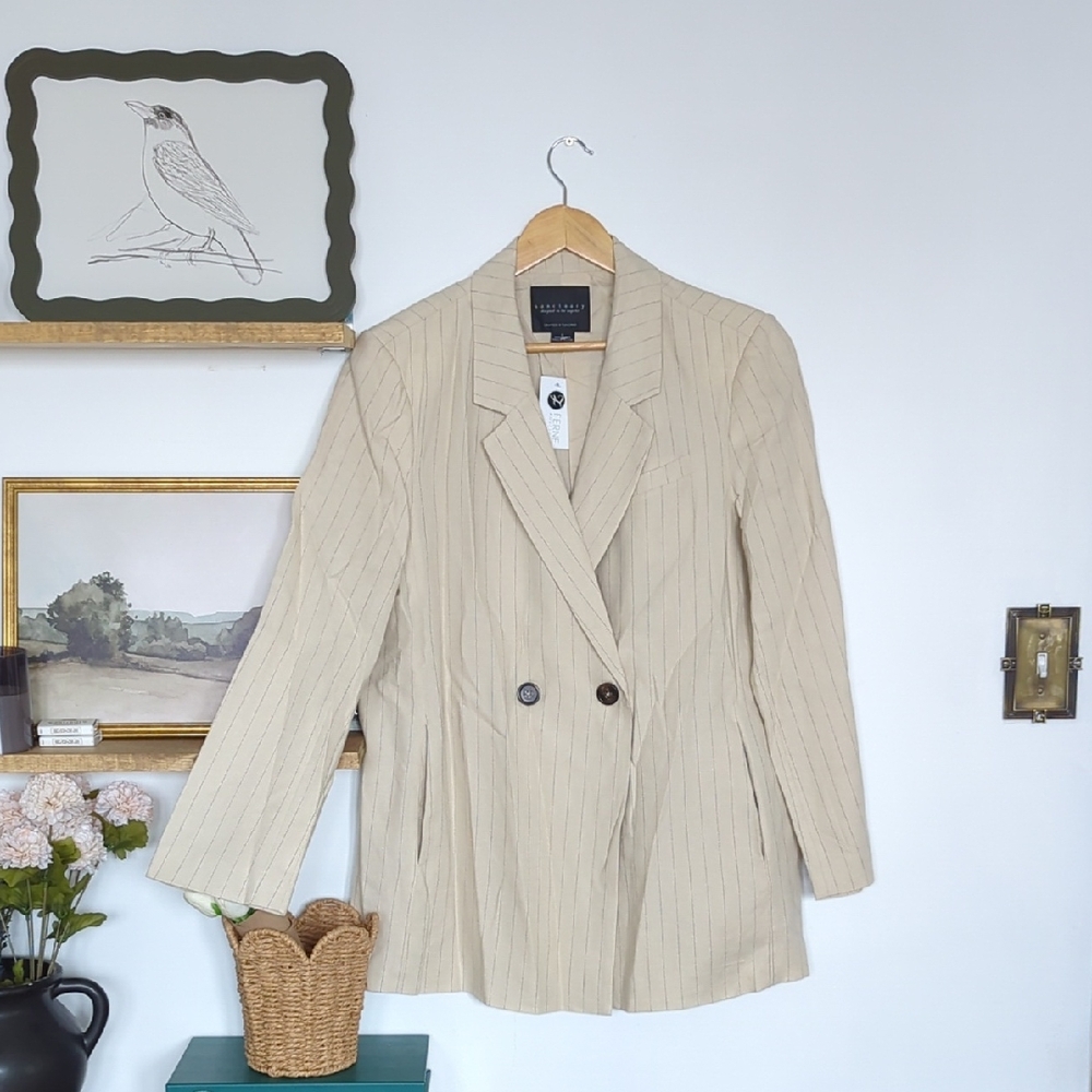 🪞 NWT Sanctuary Tan Blazer Relaxed Fit Suit Jacket Size Large